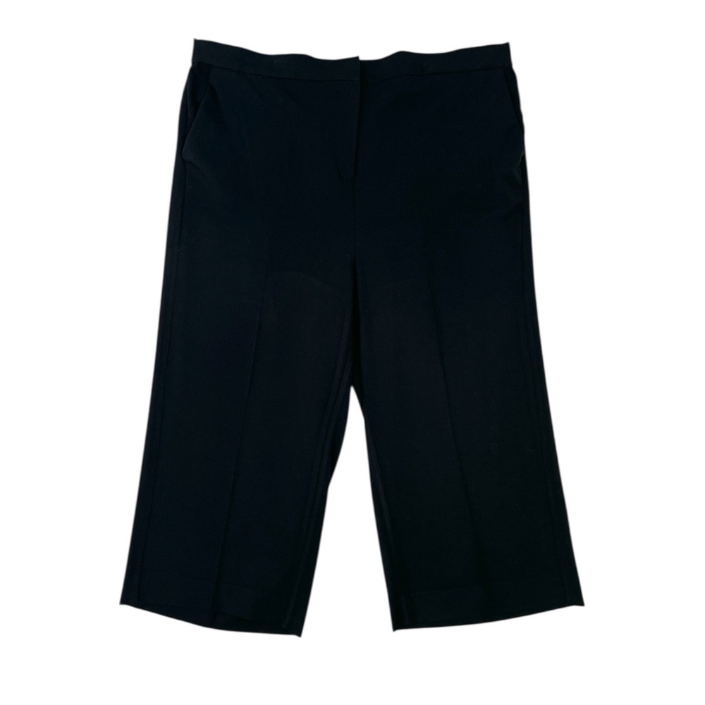 Halogen Plus Size 2X Black Wide Leg Cropped Pants Flat Front
